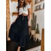 imageCHARTOU Womens High Waist Tiered Denim Maxi Skirt Ruffle Buttons Flowy Boho Pleated Long Jean SkirtsBlack