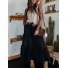 imageCHARTOU Womens High Waist Tiered Denim Maxi Skirt Ruffle Buttons Flowy Boho Pleated Long Jean SkirtsBlack