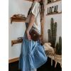 imageCHARTOU Womens High Waist Tiered Denim Maxi Skirt Ruffle Buttons Flowy Boho Pleated Long Jean SkirtsBlue