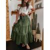 imageCHARTOU Womens High Waist Tiered Denim Maxi Skirt Ruffle Buttons Flowy Boho Pleated Long Jean SkirtsGreen