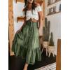 imageCHARTOU Womens High Waist Tiered Denim Maxi Skirt Ruffle Buttons Flowy Boho Pleated Long Jean SkirtsGreen