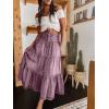 imageCHARTOU Womens High Waist Tiered Denim Maxi Skirt Ruffle Buttons Flowy Boho Pleated Long Jean SkirtsPurple