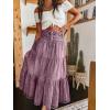 imageCHARTOU Womens High Waist Tiered Denim Maxi Skirt Ruffle Buttons Flowy Boho Pleated Long Jean SkirtsPurple