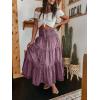 imageCHARTOU Womens High Waist Tiered Denim Maxi Skirt Ruffle Buttons Flowy Boho Pleated Long Jean SkirtsPurple