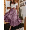 imageCHARTOU Womens High Waist Tiered Denim Maxi Skirt Ruffle Buttons Flowy Boho Pleated Long Jean SkirtsPurple
