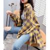 imageCHARTOU Womens Lightweight Loose Fit Lapel Collar Lantern Long Sleeve Plaid Shirt TopsYellow