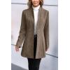 imageCHARTOU Womens Long Sleeve Casual Wool Jacket Blazer 1 Button Winter Coat MidLong Stand Collar Open Front OvercoatDark Khaki
