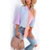 imageCHARTOU Womens Oversized Color Block Button Down Shirt Drop Long Sleeve Shirt BlouseOrange