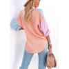 imageCHARTOU Womens Oversized Color Block Button Down Shirt Drop Long Sleeve Shirt BlouseOrange