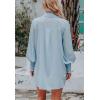 imageCHARTOU Womens Oversized Spread Collar Stripes Bishop Sleeve Sheer Blouse ShirtBlue