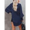 imageCHARTOU Womens Oversized Spread Collar Stripes Bishop Sleeve Sheer Blouse ShirtNavy