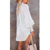 imageCHARTOU Womens Oversized Spread Collar Stripes Bishop Sleeve Sheer Blouse ShirtStripe White