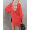 imageCHARTOU Womens Oversized Spread Collar Stripes Bishop Sleeve Sheer Blouse ShirtWatermelon