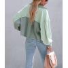 imageCHARTOU Womens Oversized Waffle Knit Shacket Cropped Color Block Jean Patchwork Blouse ShirtGreen