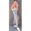 imageCHARTOU Womens Oversized Waffle Knit Shacket Cropped Color Block Jean Patchwork Blouse ShirtPink