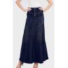 imageCHARTOU Womens Retro Exposure ButtonFly Packaged Hip ALine Maxi Long Denim SkirtDark Blue