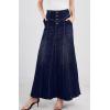 imageCHARTOU Womens Retro Exposure ButtonFly Packaged Hip ALine Maxi Long Denim SkirtDark Blue