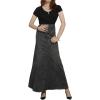 imageCHARTOU Womens Retro Exposure ButtonFly Packaged Hip ALine Maxi Long Denim SkirtGrey