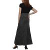imageCHARTOU Womens Retro Exposure ButtonFly Packaged Hip ALine Maxi Long Denim SkirtGrey