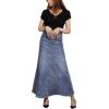 imageCHARTOU Womens Retro Exposure ButtonFly Packaged Hip ALine Maxi Long Denim SkirtLight Blue