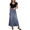 imageCHARTOU Womens Retro Exposure ButtonFly Packaged Hip ALine Maxi Long Denim SkirtLight Blue