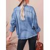 imageCHARTOU Womens Spring Button Down Denim Shirt Long Sleeve V Neck Jean Blouse Casual Work TopsBlue