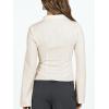 imageCHARTOU Womens Stripe Button Up Y2k Shirt Cropped Flare Long Sleeve Blouse Polo Collar Business Casual TopsApricot