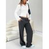 imageCHARTOU Womens Stripe Button Up Y2k Shirt Cropped Flare Long Sleeve Blouse Polo Collar Business Casual TopsBeige