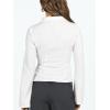 imageCHARTOU Womens Stripe Button Up Y2k Shirt Cropped Flare Long Sleeve Blouse Polo Collar Business Casual TopsBeige