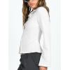 imageCHARTOU Womens Stripe Button Up Y2k Shirt Cropped Flare Long Sleeve Blouse Polo Collar Business Casual TopsBeige
