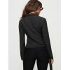 imageCHARTOU Womens Stripe Button Up Y2k Shirt Cropped Flare Long Sleeve Blouse Polo Collar Business Casual TopsBlack