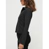 imageCHARTOU Womens Stripe Button Up Y2k Shirt Cropped Flare Long Sleeve Blouse Polo Collar Business Casual TopsBlack