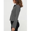 imageCHARTOU Womens Stripe Button Up Y2k Shirt Cropped Flare Long Sleeve Blouse Polo Collar Business Casual TopsGrey
