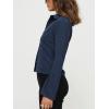 imageCHARTOU Womens Stripe Button Up Y2k Shirt Cropped Flare Long Sleeve Blouse Polo Collar Business Casual TopsNavy Blue
