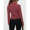 imageCHARTOU Womens Stripe Button Up Y2k Shirt Cropped Flare Long Sleeve Blouse Polo Collar Business Casual TopsRed
