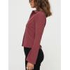 imageCHARTOU Womens Stripe Button Up Y2k Shirt Cropped Flare Long Sleeve Blouse Polo Collar Business Casual TopsRed