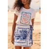 imageCHARTOU Womens Summer Floral Print Wrap Short Skirt Knot Side High Waist A Line Beach Mini SkirtBlue