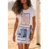 imageCHARTOU Womens Summer Floral Print Wrap Short Skirt Knot Side High Waist A Line Beach Mini SkirtBlue