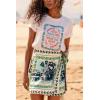 imageCHARTOU Womens Summer Floral Print Wrap Short Skirt Knot Side High Waist A Line Beach Mini SkirtGreen