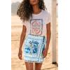 imageCHARTOU Womens Summer Floral Print Wrap Short Skirt Knot Side High Waist A Line Beach Mini SkirtLight Blue