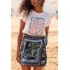 imageCHARTOU Womens Summer Floral Print Wrap Short Skirt Knot Side High Waist A Line Beach Mini SkirtNavy