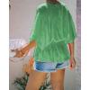 imageCHARTOU Womens Summer Plunge V Neck BatWing Short Sleeve ElasticWaist Peplum Shirt BlouseGreen