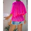 imageCHARTOU Womens Summer Plunge V Neck BatWing Short Sleeve ElasticWaist Peplum Shirt BlouseRose