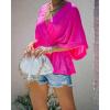 imageCHARTOU Womens Summer Plunge V Neck BatWing Short Sleeve ElasticWaist Peplum Shirt BlouseRose
