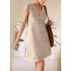 imageCHARTOU Womens Summer Sleeveless Mini Dress Cotton Linen V Neck Cinched A Line Slim Tank Short DressLinen
