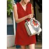 imageCHARTOU Womens Summer Sleeveless Mini Dress Cotton Linen V Neck Cinched A Line Slim Tank Short DressRed