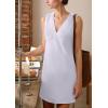 imageCHARTOU Womens Summer Sleeveless Mini Dress Cotton Linen V Neck Cinched A Line Slim Tank Short DressWhite