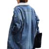 imageCHARTOU Womens Thick Fleece Lined Button Down Mid Long Quilted Denim Jacket OvercoatBlue