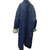 imageCHARTOU Womens Thicken Loose Sherpa Fleece Lined Button Down Long Denim Jacket OvercoatDark Blue