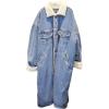 imageCHARTOU Womens Thicken Loose Sherpa Fleece Lined Button Down Long Denim Jacket OvercoatLight Blue